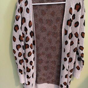 Leopard Print Open-Front Cardigan Sweater